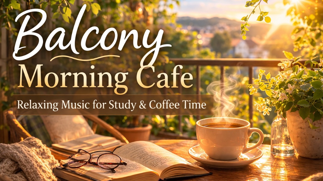 Balcony Morning Cafe ☀️ Relaxing Coffee Shop Ambience for Study, Reading & Work (1 Hour)