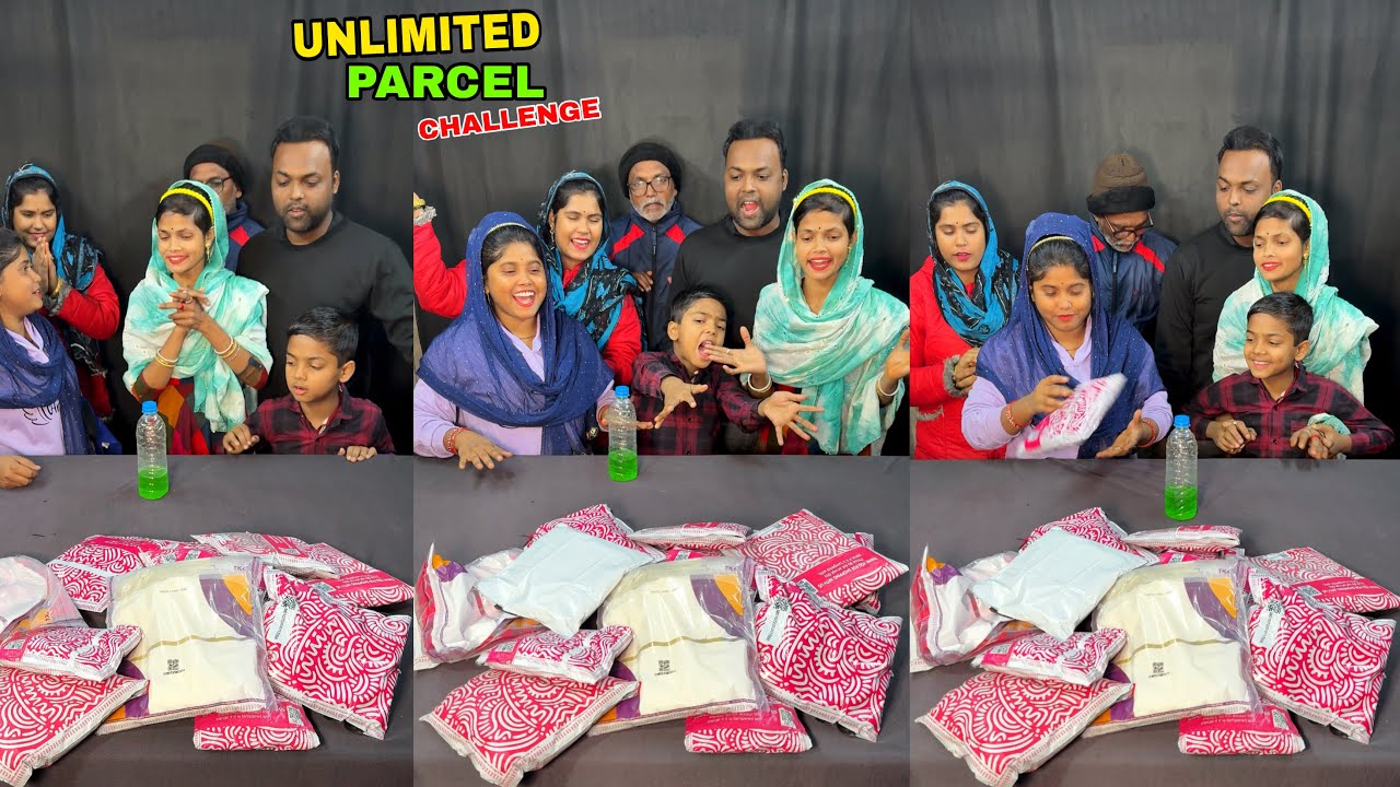 Unlimited Parcel Challenge With Family New Funny Video #parcel #challenge #funnyvideo 
