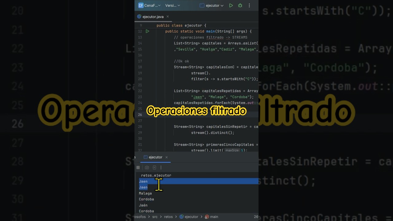 Como hacer Operaciones Filtrado Streams en Java con ArrayList | ApiStr #java #backend #program#clip
