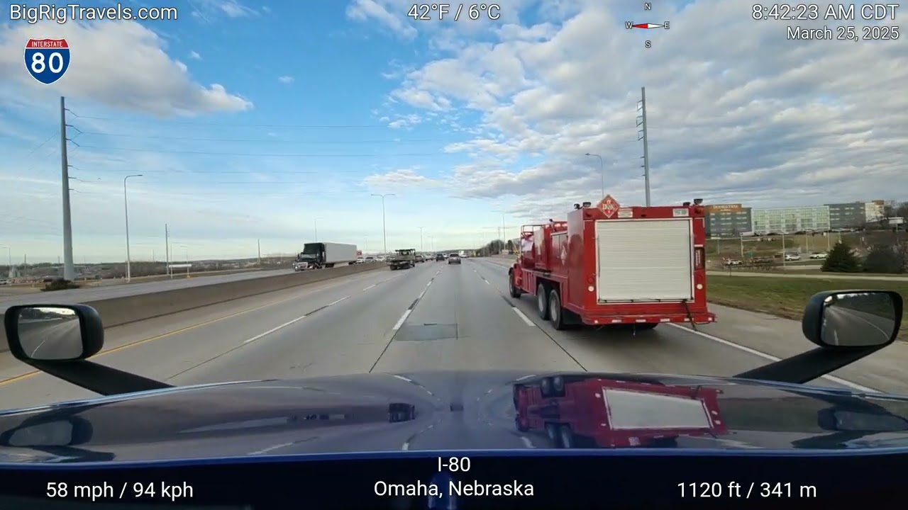 BRT203: Westbound on I-80 from Council Bluffs, IA via Omaha and Lincoln, NE to Giltner, NE