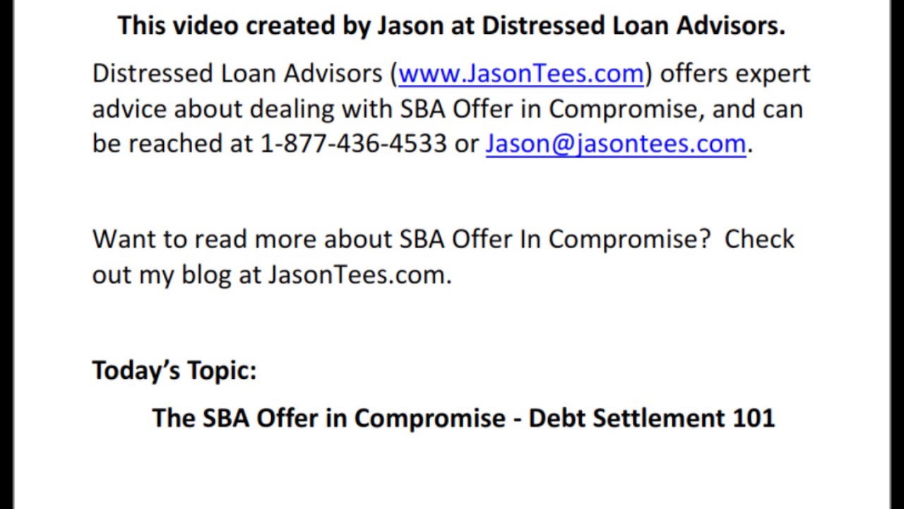 SBA Offer In Compromise 101