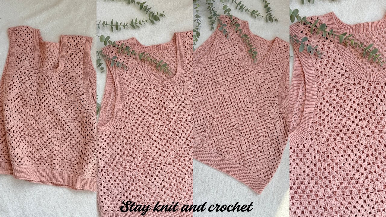 فيست كروشيه بمربع الجراني | Crochet Granny Square vest tutorial