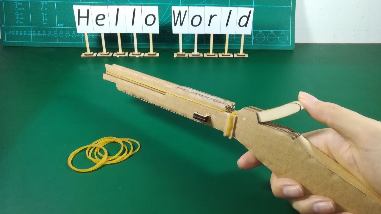 S12E002_Double-Barrel Rubber Band Slingshot Gun from cardboard |DIY shotgun