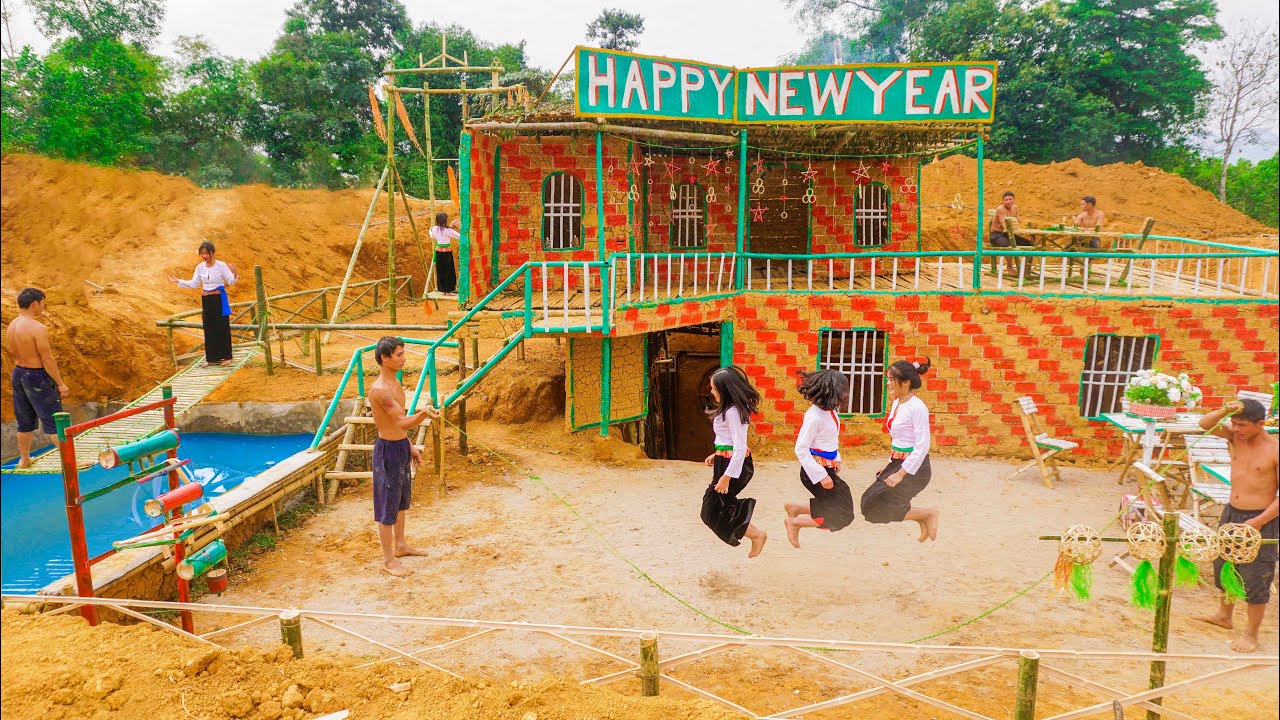 Build Modern House And Swimming Pool With Happy New Year Folk Games 2021