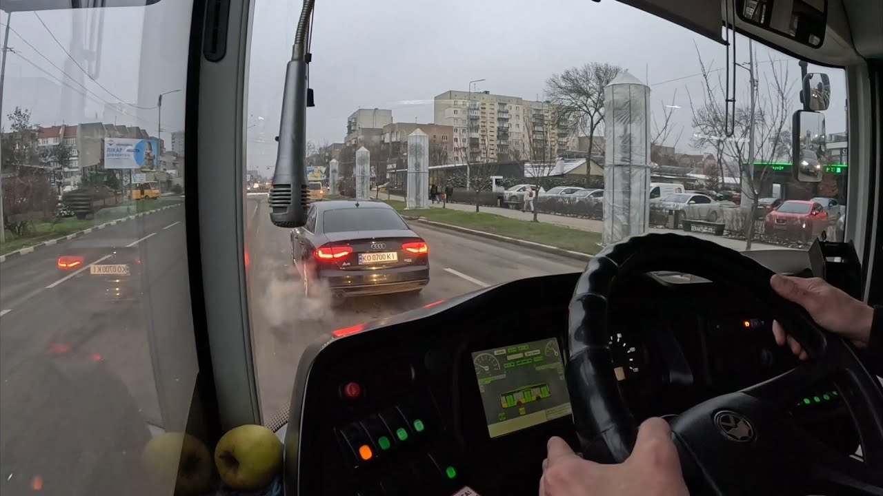 Вечірній рейс на автобусі ЕЛЕКТРОН 24 маршрут/Кабіна водія/Без розмов