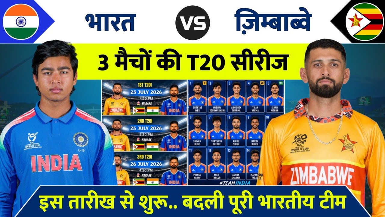 India vs Zimbabwe T20 Series 2026 Schedule and Squads | IND vs ZIM T20 Squad 2026