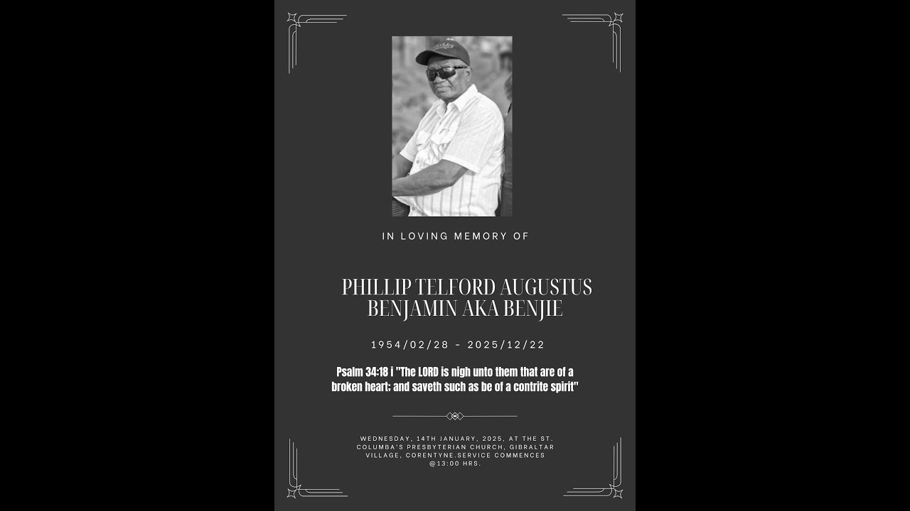 Funeral service for the late Phillip Telford Augustus Benjamin aka Benjie
