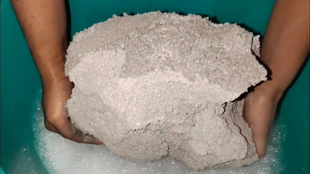 Series P- 3 ||ASMR || Huge chunks || white cement crumbling in lots of foamy water 💦 || ASASMR ||