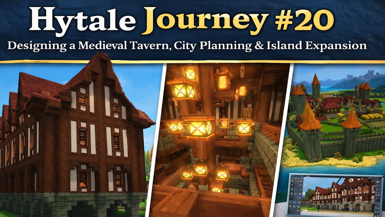 Hytale Journey #20 – Designing a Medieval Tavern, City Planning & Island Expansion | The genM