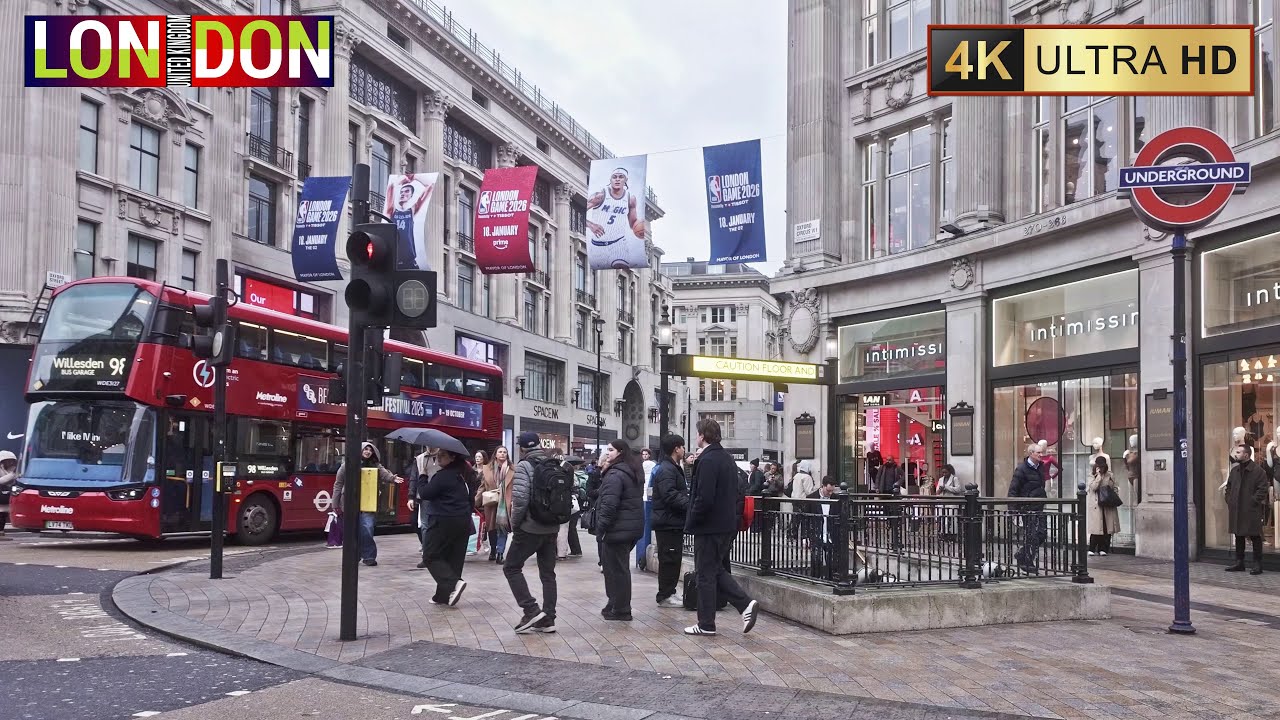Central London Walk in Daylight | Piccadilly, Regent & Oxford Street | 4K