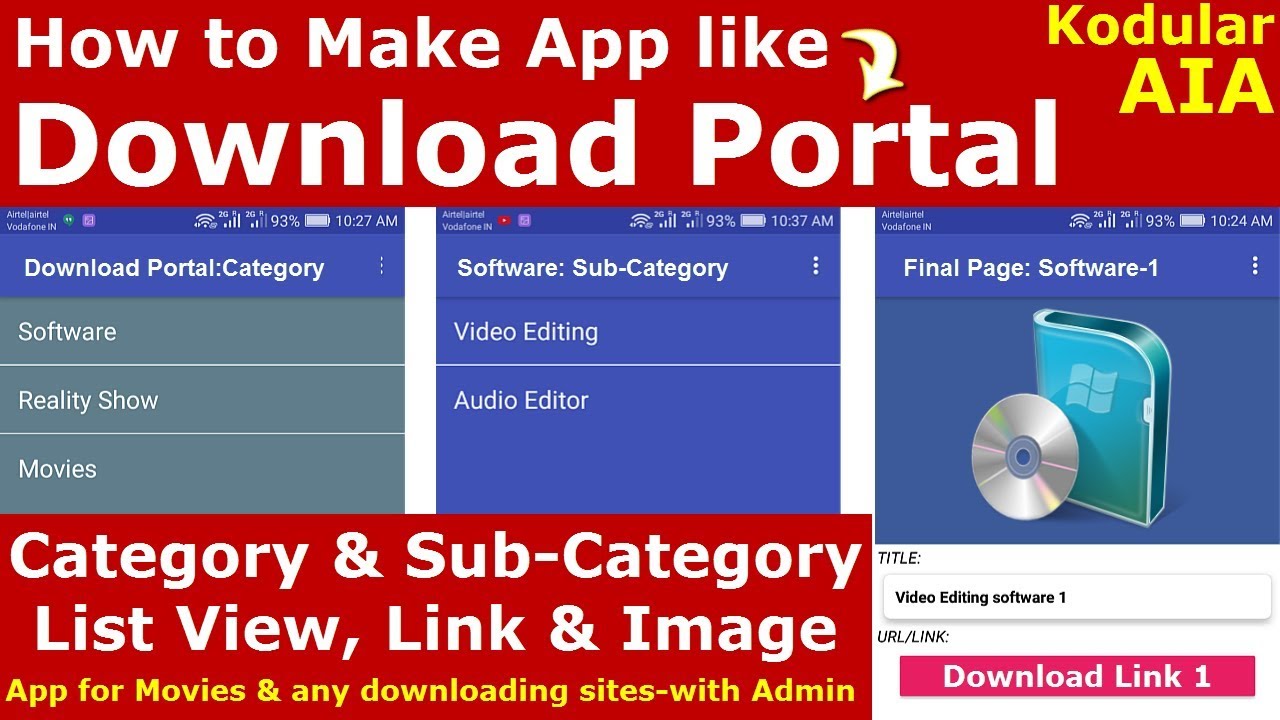 Movie Download App Making in Kodular with Admin AIA | Category & Sub-Category List View in Firebase