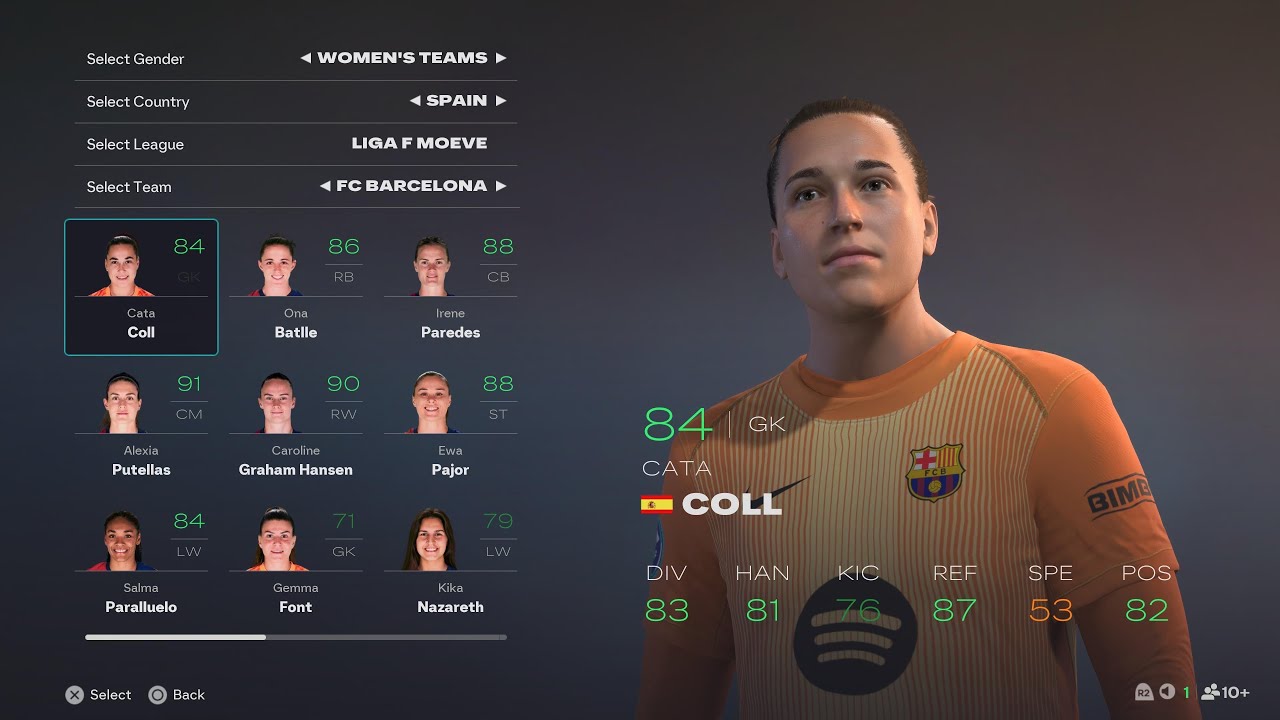 EA FC 26 Barcelona Femen&iacute; Player Faces And Ratings ( PS5 PRO) Video Request