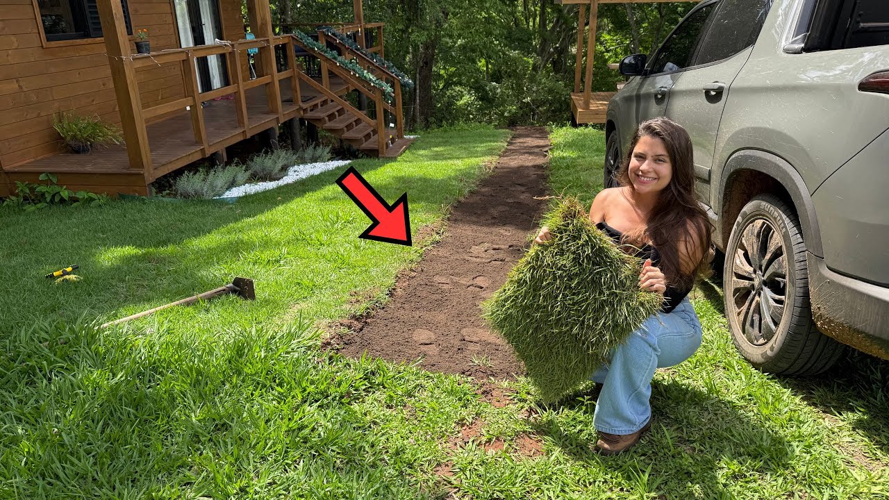 Estragamos o jardim da cabana mas por um bom motivo