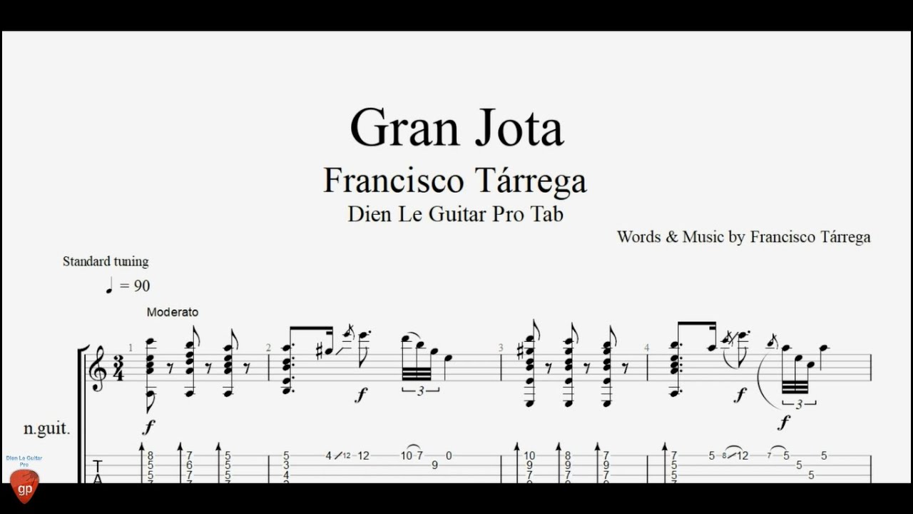 Francisco T&aacute;rrega - Gran Jota - Guitar Tutorial + TAB