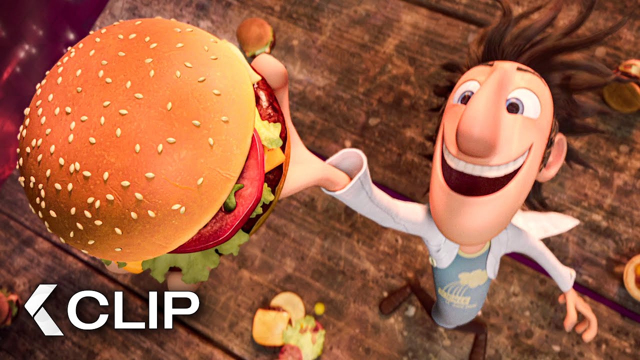 Grâce à la machine de Flint, il pleut des hamburgers - TEMPÊTE DE BOULETTES GÉANTES Clip