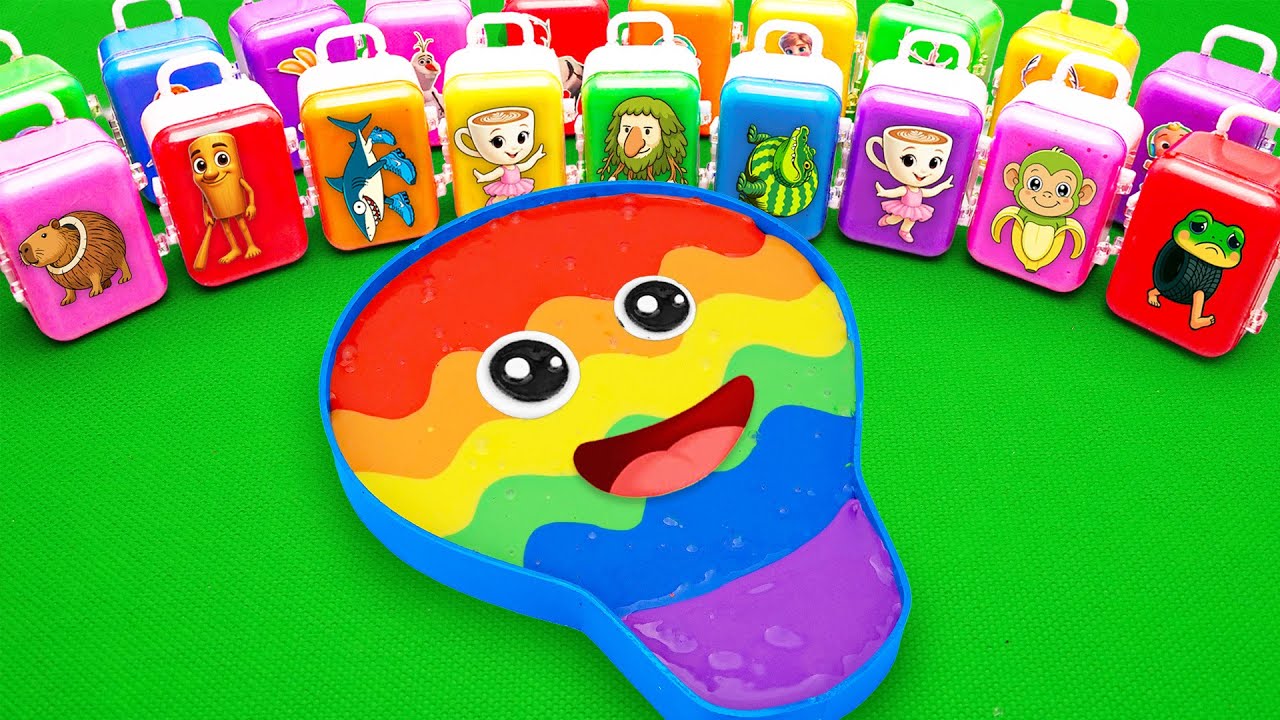 How to Make 🌈 Rainbow Air Balloon Bathtub by Mixing SLIME in Suitcase CLAY Coloring! Satisfying ASMR