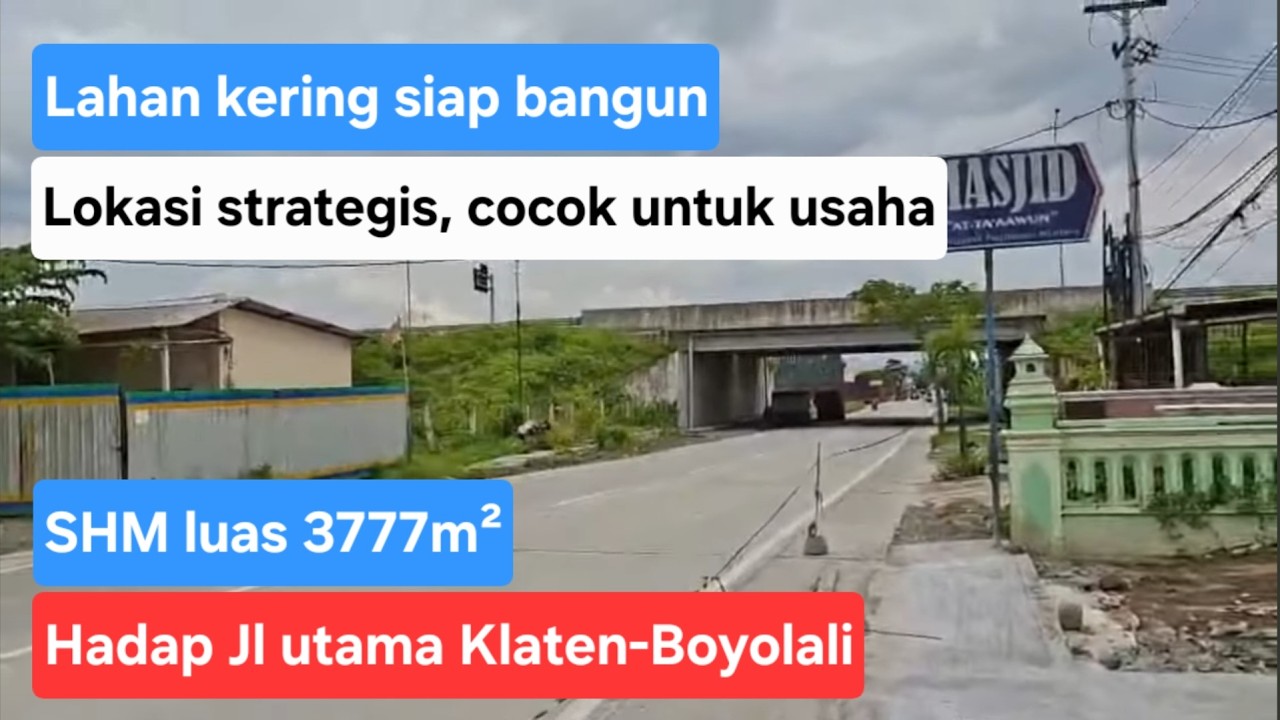 Lahan kering siap bangun, lokasi super strategis, cocok utk usaha apapun. SHM luas 3777m².