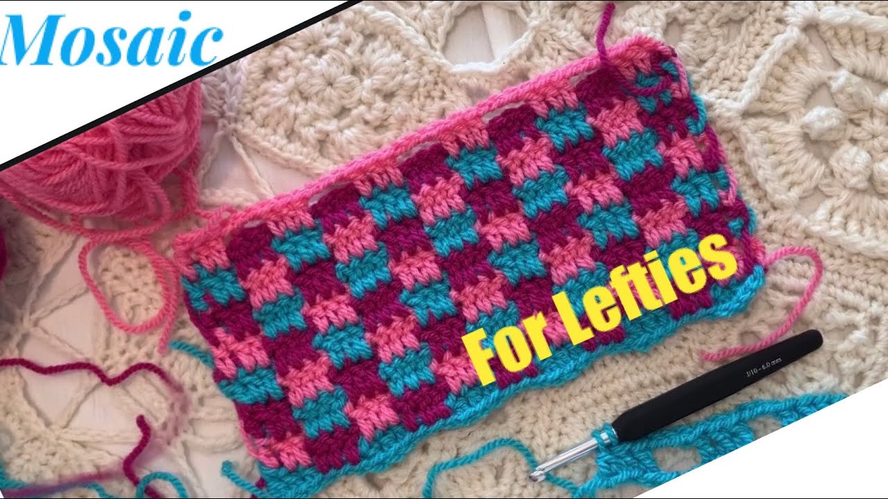 Left Handed Crochet Mosaic with Three Colors