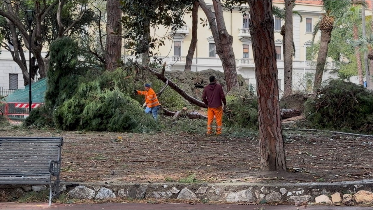 Villa Mazzini ancora chiusa: interventi in corso sugli alberi caduti o a rischio schianto