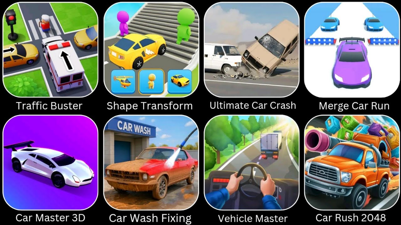Traffic Buster, Vehicle Masters, Car Rush 2048, Car Master 3D, Merge Car Run, Ultimate Car Crash... 