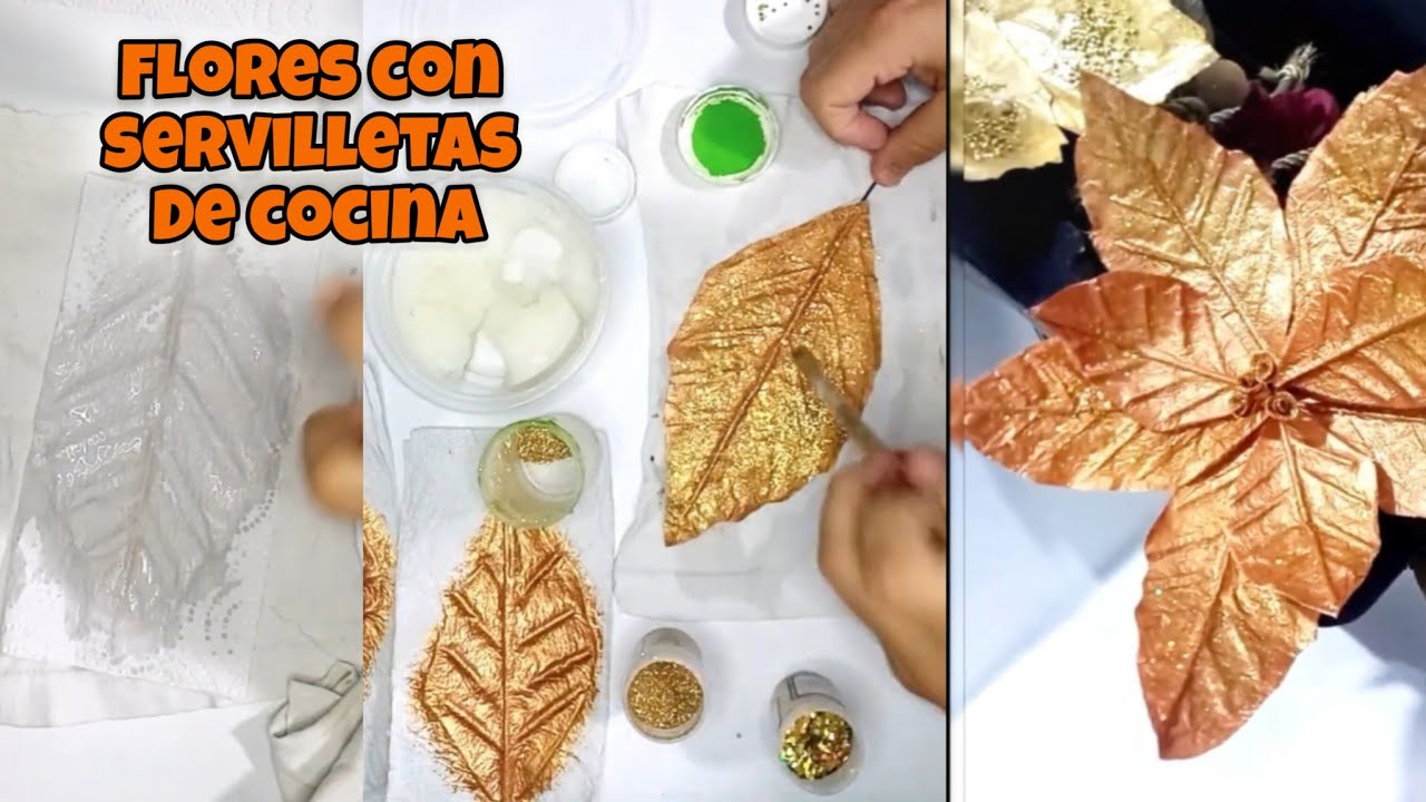flores de papel servilleta para navidad