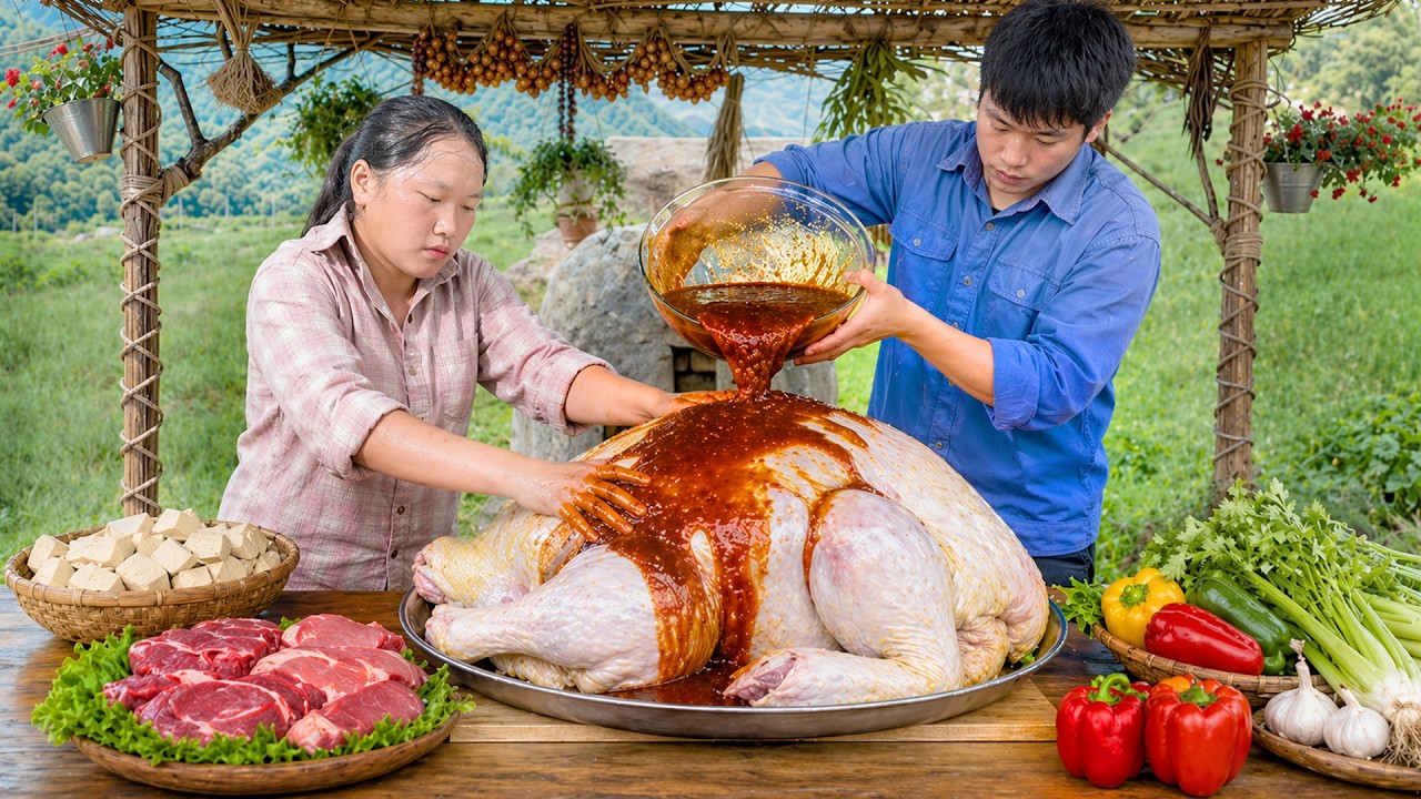 Phuc and Sua Cook a Delicious Meal for the Builder, Harvesting Bamboo Shoots & Selling at the Market
