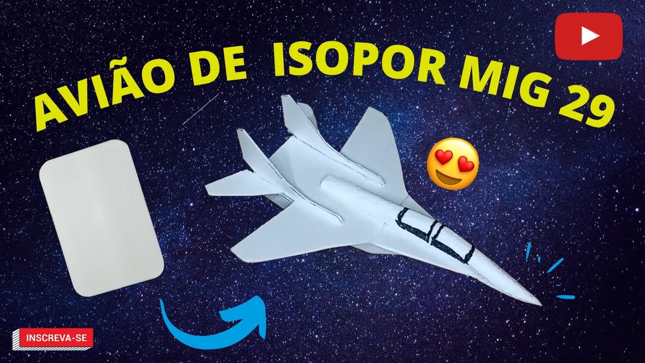 Avião de isopor - Mini Mig29 - avião caça - avião em miniatura feito com bandejinha  de isopor.