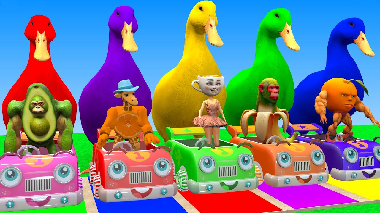 Long Slide Game With Cow Elephant Gorilla Hippopotamus Tiger 3d Animal Game Funny 3d Animals