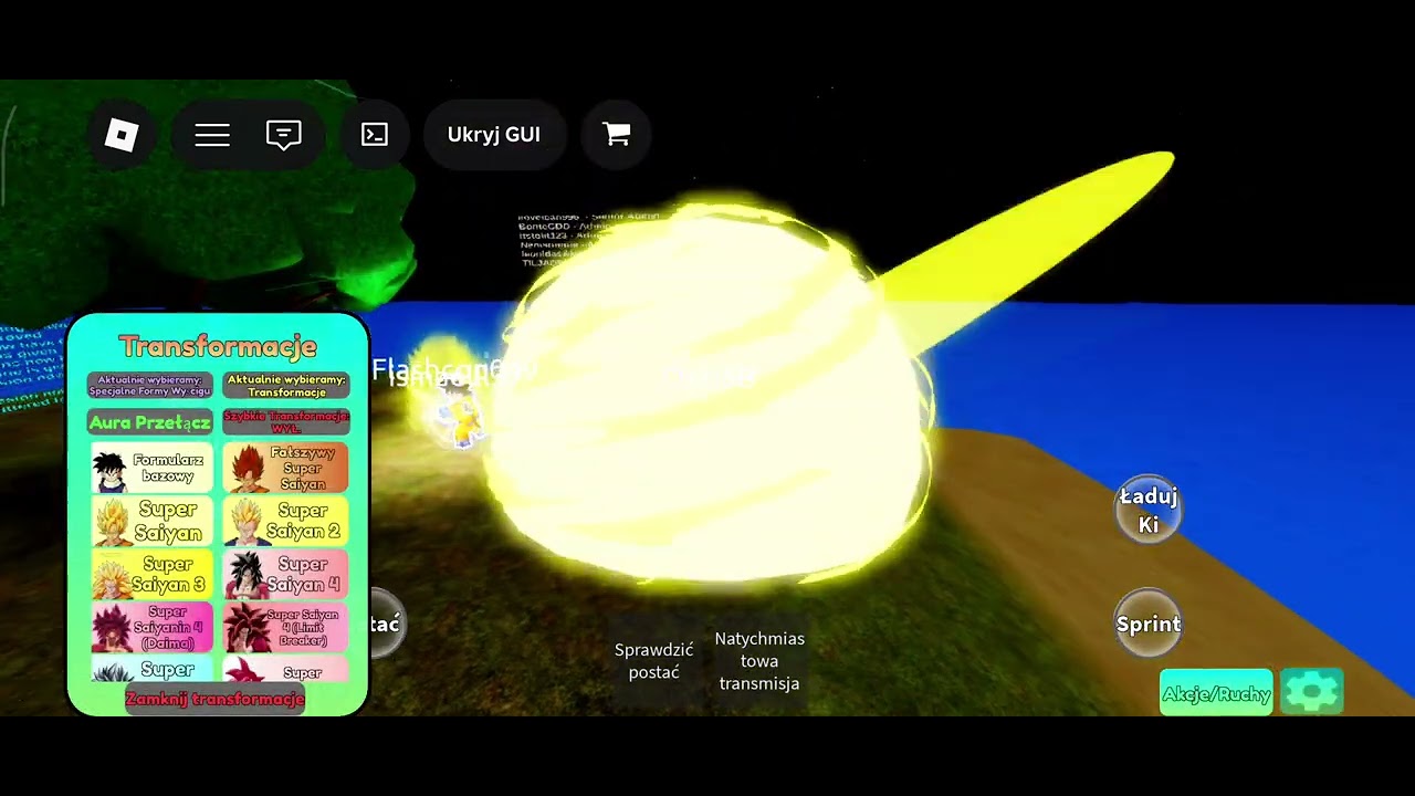 Wszystkie transformacje Goku w roblox