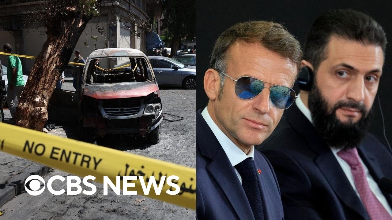 Explosions rock Damascus during Macron visit in Syria