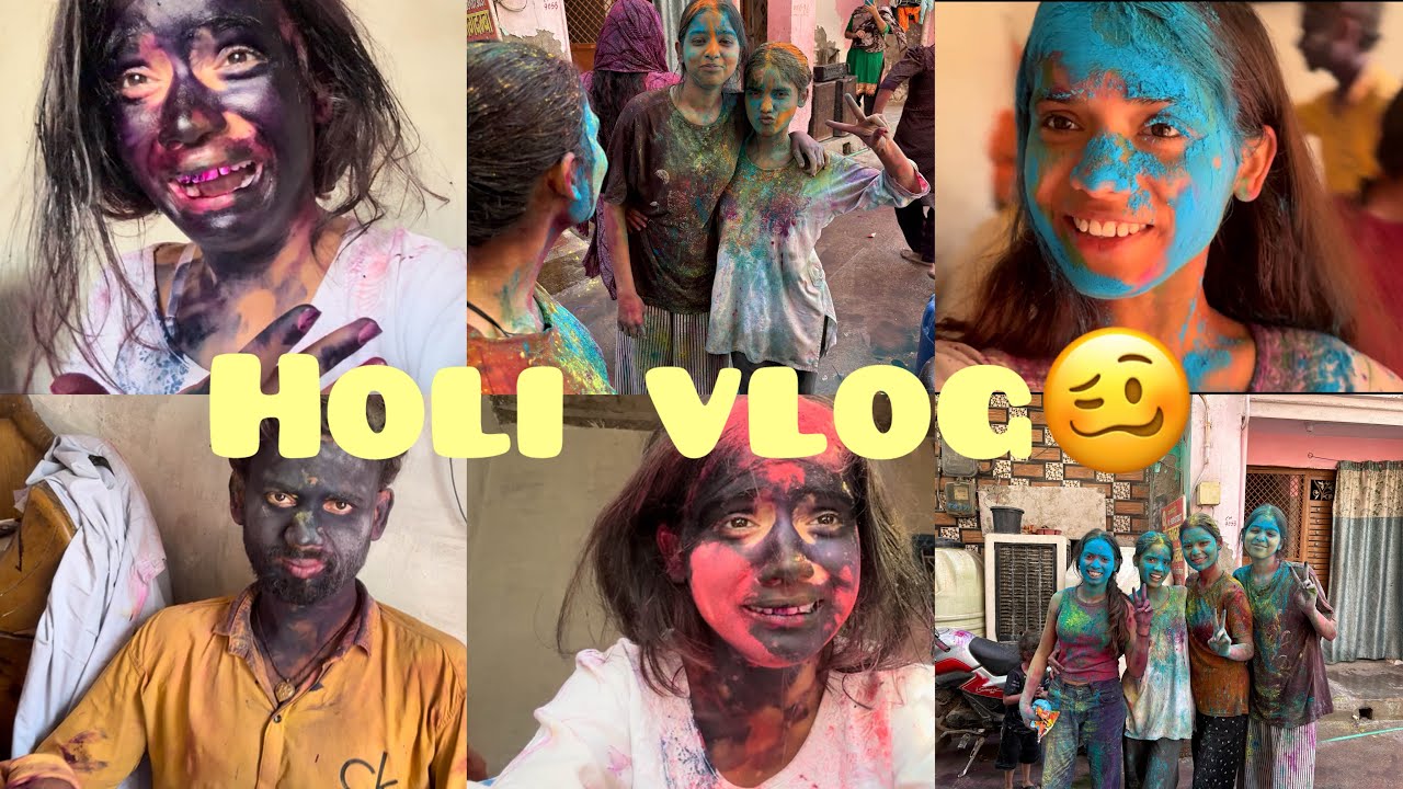 Holi vlog!!😍 so much fun & mess🥰 Bhoot bna diya tha mujhe🤣👻   @anjalirajpoot09 @anjaliivlogs09 