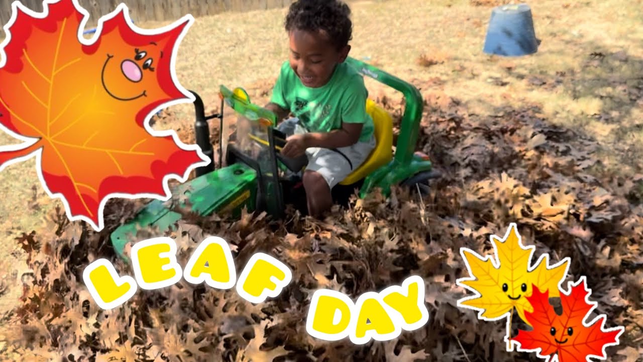 LEAF DAY | TODDLER JOHN DEERE TRACTOR | OUTDOORS | BONYAYS BACKYARD 