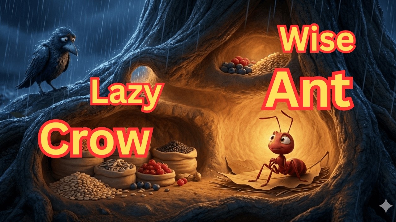The Lazy Crow and the Wise Ant | Best Moral Story in English | #EnglishWordyTales1