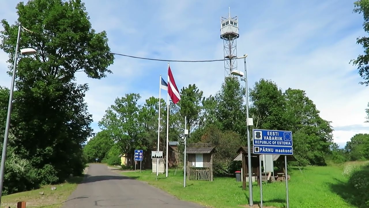 Пограничный переход AINAZI Латвия Эстонская граница в ст...