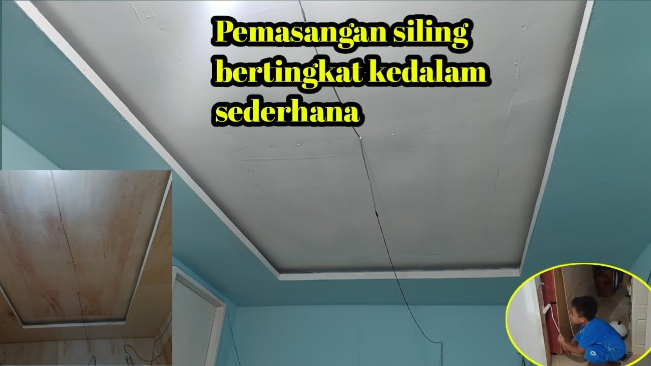 Pemasangan palfon/siling playwood 4mm,desing siling bertingkat