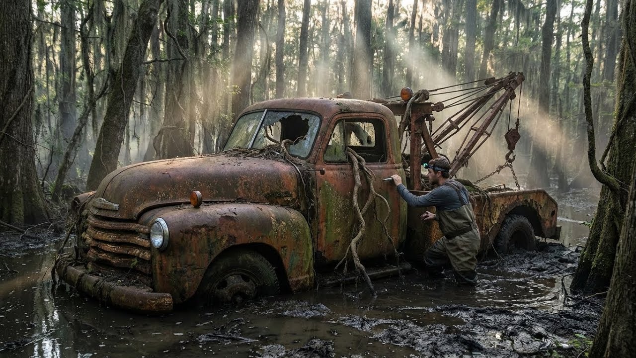 Abandoned Swamp Rescue: Restoring a 1950 Tow Truck (No Paint, Only Iconic Rust)