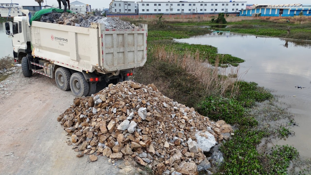 Great New Process!! Flooded Region Size [50x50] Filling by Talented Trucks & Powerful Dozer