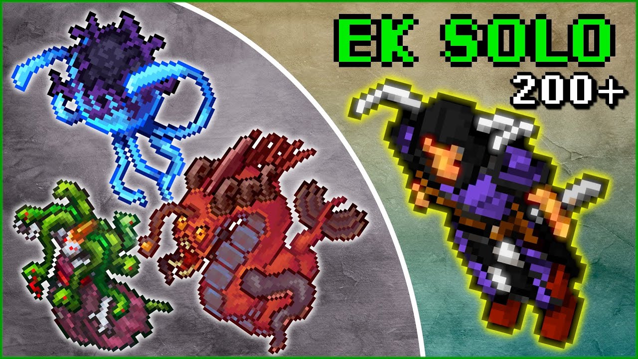 TIBIA - EK SOLO 200+  / 5 LOCAIS excelentes pra caçar