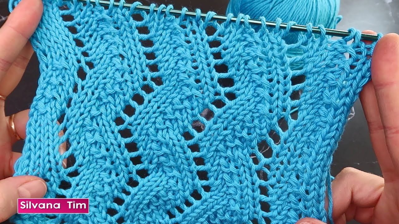 Como tejer Punto Zig Zag Calado TEJIDO A DOS AGUJAS № 1173
