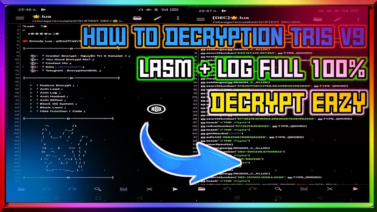 How To Decrypt Tris V9 - Lasm file To Dec Log Full 100% #encryption #เกมฟีฟาย