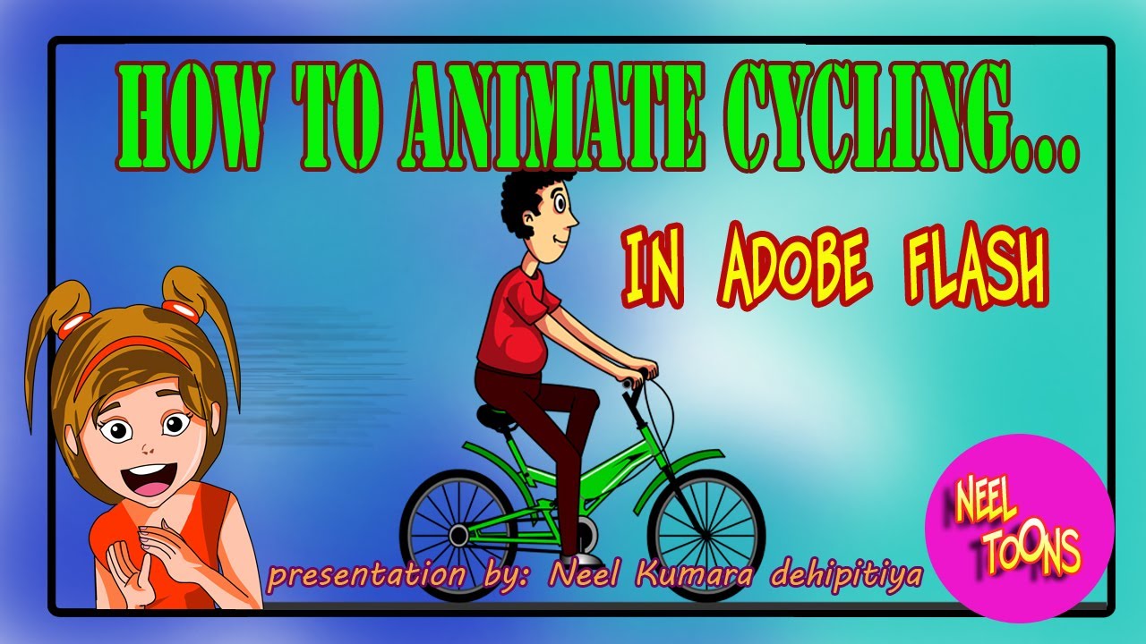 How to animate cycling / simple bicycle animation in adobe flash / how to draw a bicycle - Neel toon
