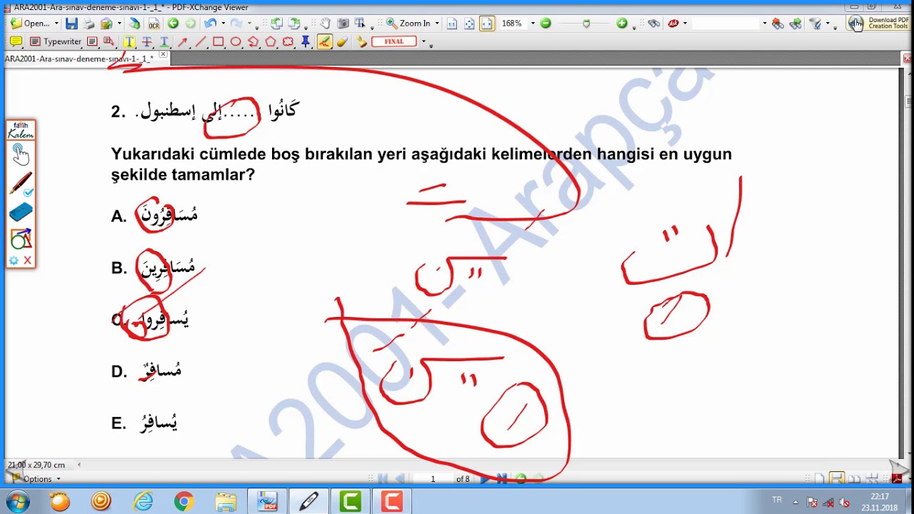ARAPÇA-3 ( DENEME SINAVI SORU ÇÖZÜMÜ )