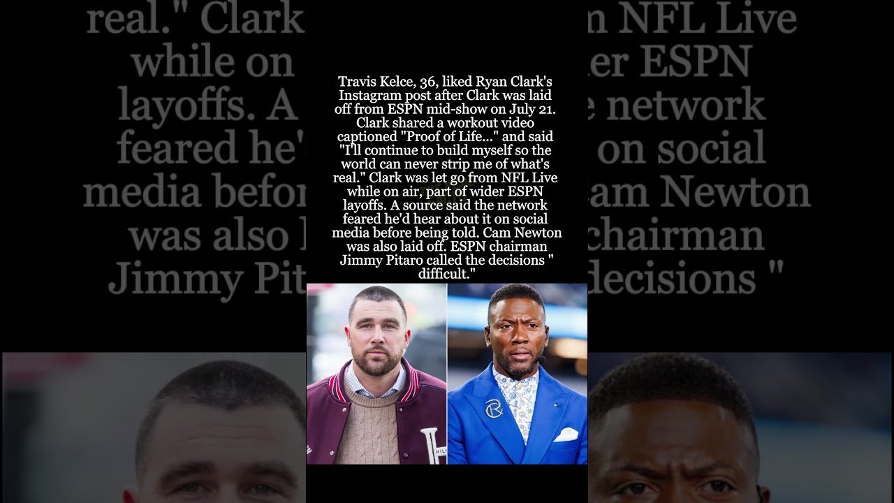 Travis Kelce Shows Support for Ryan Clark After ESPN Layoff #shorts #TravisKelce #RyanClark #ESPN
