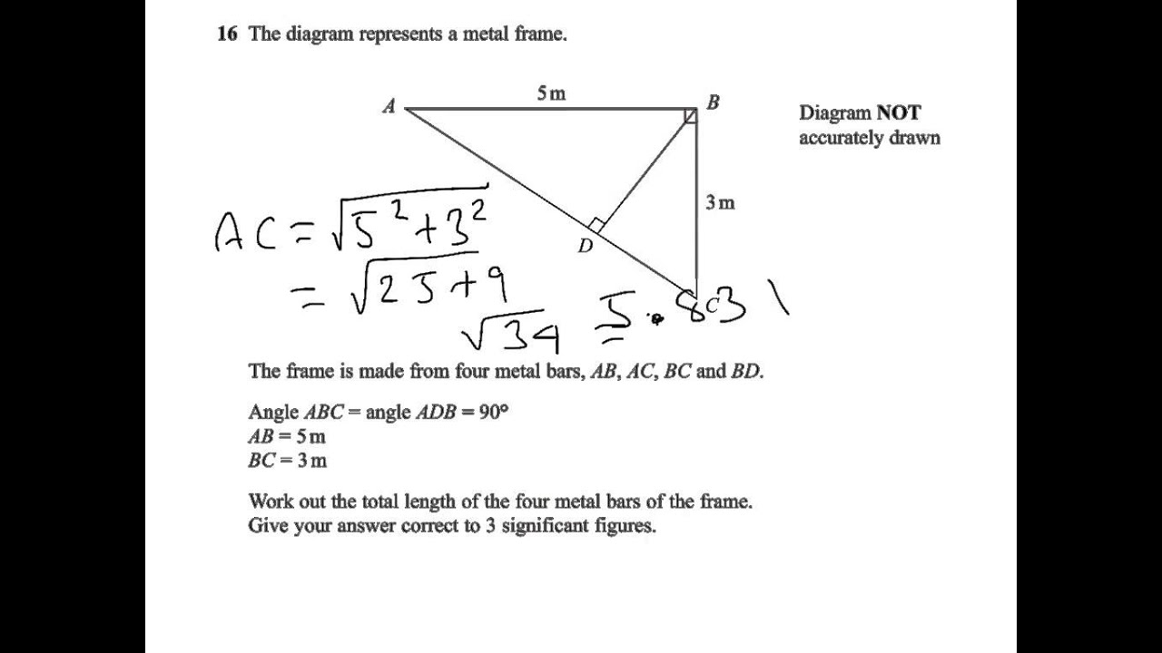 16 Pythagorus rule