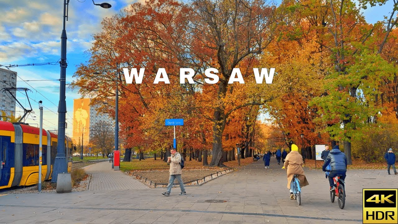 🍁 Autumn 2024 Park Walk in Warsaw 🍂 | POLAND 🇵🇱 | 4K HDR