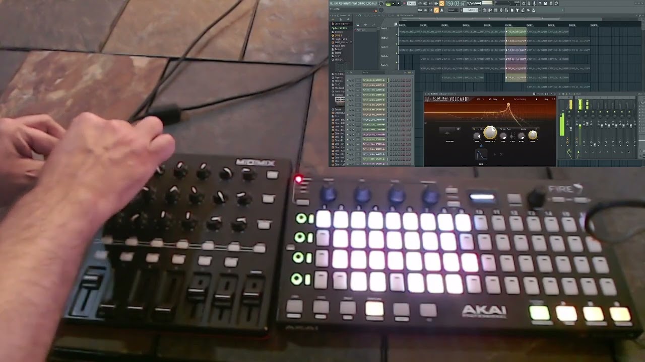 FL Studio Performance mode + Akai Professional Fire + Akai Midi mix Melodic Techno DJ Loop Jam