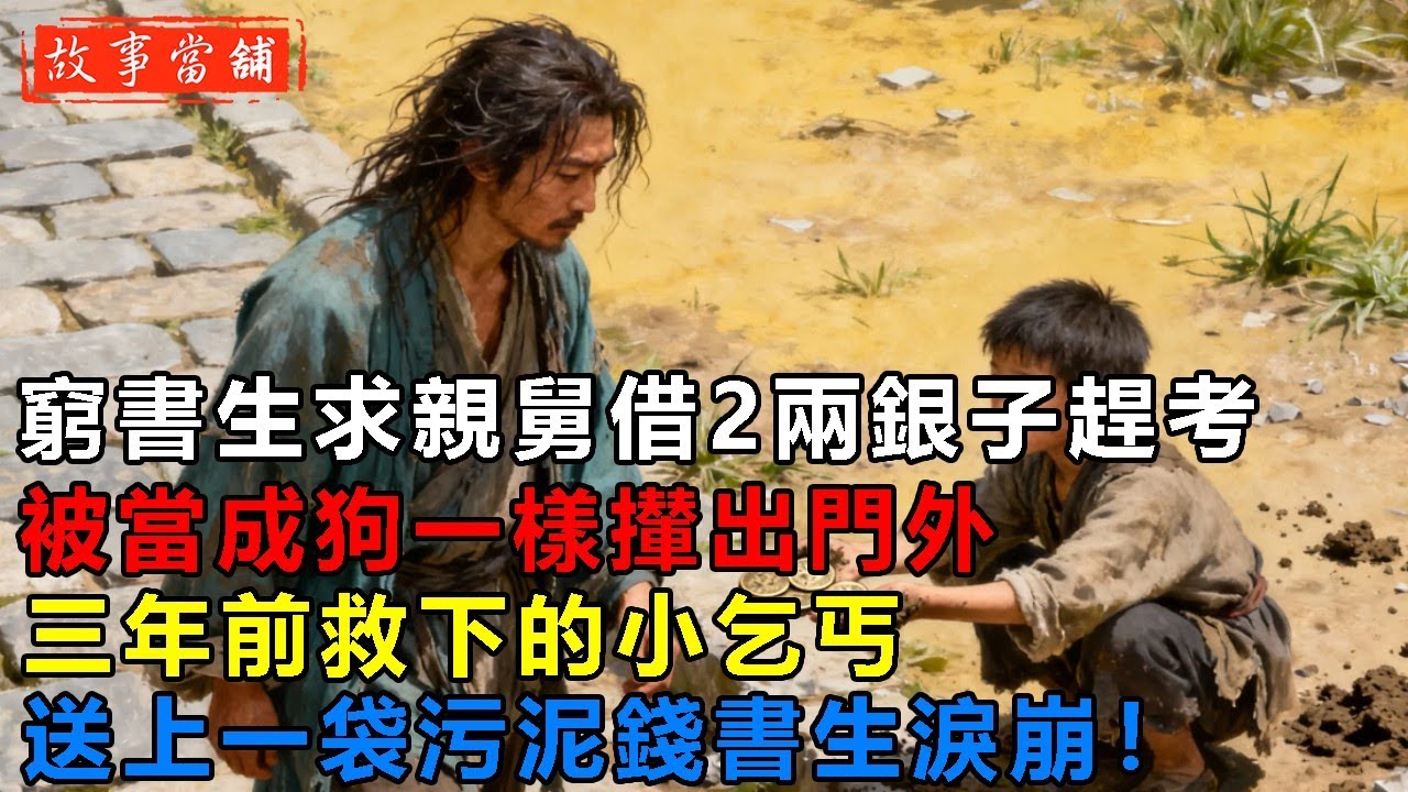 窮書生求親舅借2兩銀子趕考，被當成狗一樣攆出門外，三年前救下的小乞丐，送上一袋污泥錢書生淚崩！| 民間故事 | 故事當舖