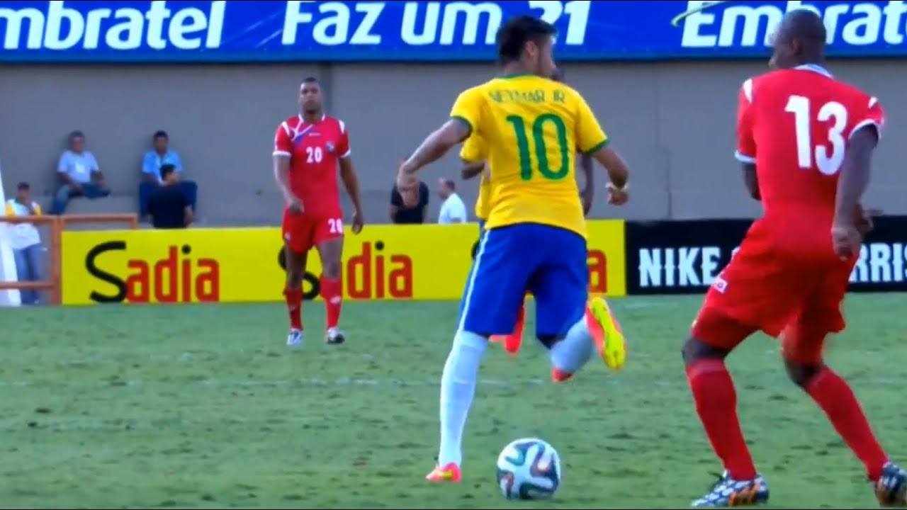 Insane no-look back-heel assist from Neymar