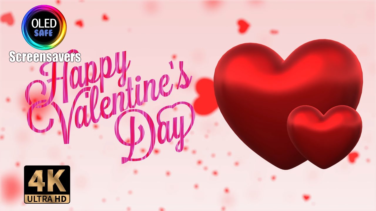 Happy Valentine's Days Screensaver Rotating Hearts - 10 Hours - 4k - OLED Safe