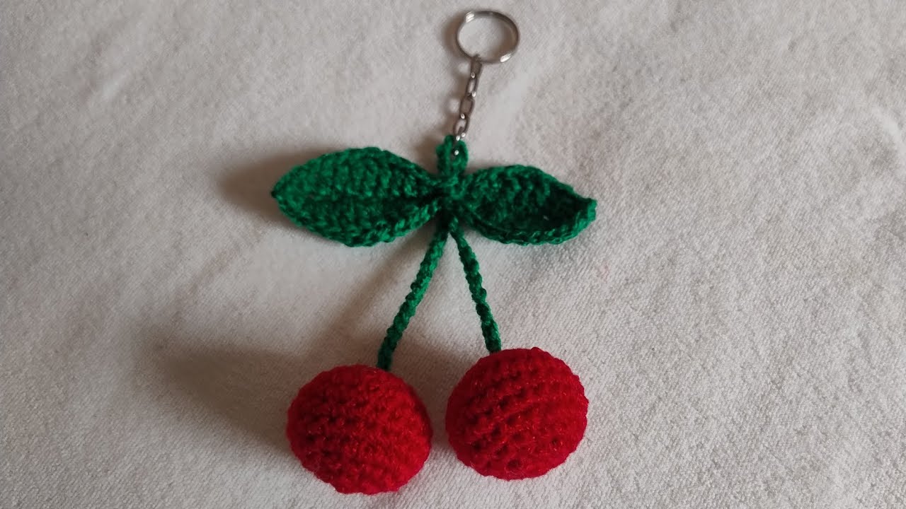 🇲🇽🇺🇸 Llavero de cerezas/ Cherry keychain 🍒 tejido a crochet